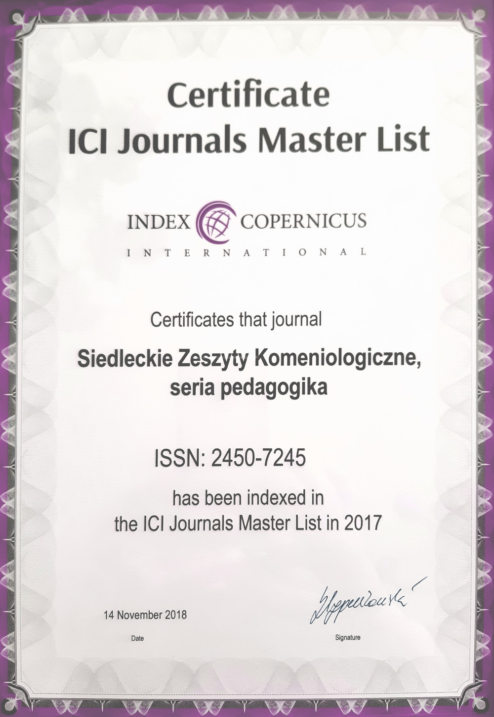certyfikat copernicus 2017